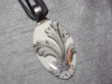 BLACK WHITE SCROLL Spoon Pendant / Necklace   Upcycle