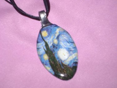 VAN GOGH STARRY NIGHT Spoon Pendant / Necklace   Upcycle