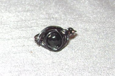 BLACK Wire Wrapped Ring- Size 8 1/4