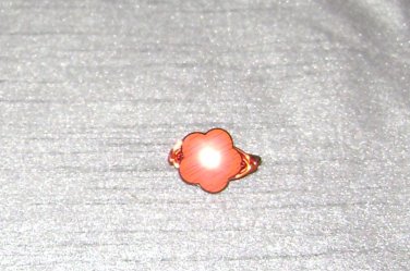 RED FLOWER Wire Wrapped Ring- Size 7 1/2