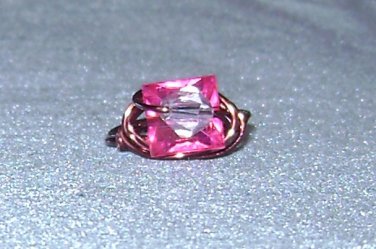 PINK COPPER Wire Wrapped Ring- Size 6 1/2