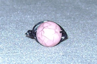 PINK BLACK Wire Wrapped Ring- Size 7 1/2