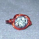 RED BLACK WHITE Wire Wrapped Ring- Size 7