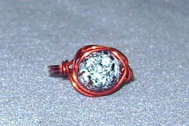 RED BLACK WHITE Wire Wrapped Ring- Size 7