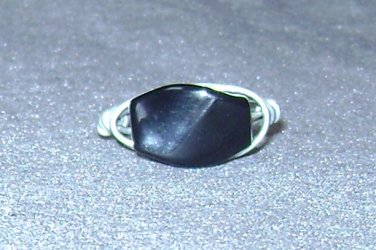 BLACK Wire Wrapped Ring- Size 8