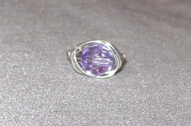 VIOLET SILVER Wire Wrapped Ring- Size 6 1/4