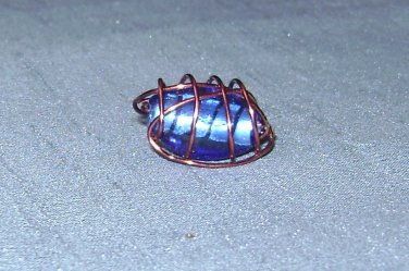 COPPER BLUE Wire Wrapped Ring- Size 7 1/2