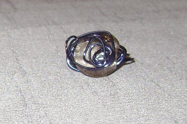 BLUE Wire Wrapped Ring- Size 9 1/2