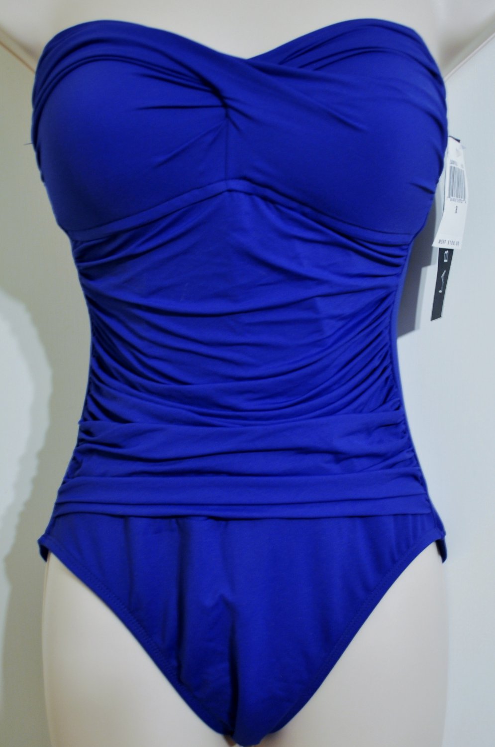 Blue strapless one piece swimsuit Size 8