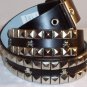 2 ROW PYRAMID SKULL& BONES LEATHER BELT BLACK SZ L