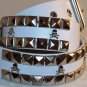 2 ROW PYRAMID SKULL & BONES LEATHER BELT WHITE SZ M 36