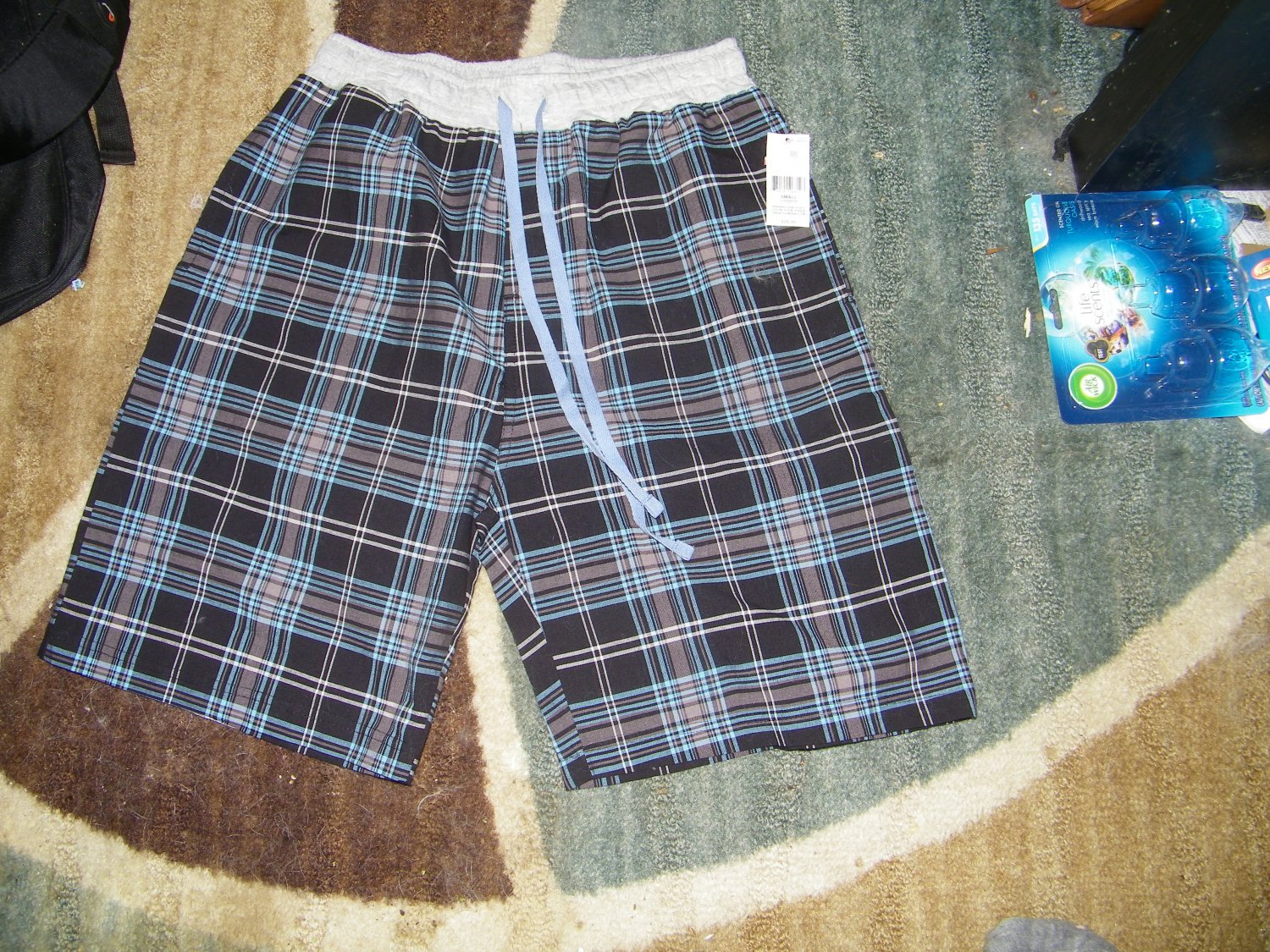 NEW MEN'S JOE BOXER PLAID PAJAMA SHORTS BLACK GRAYS