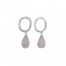 Gray Druzy Earrings, Silver Diamond Post Stud, Sparkly, Unique Bride, Wedding, Bridal, Teardrop