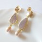 Gray Druzy Earring, Teardrop, Light Grey Lavender Drusy Color, Unique Flower Post, Wedding