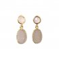 Grey Druzy Earrings, Chalcedony Pink Post Stud, Unique, Trendy, Edgy, Round, Oval, Gray Stone