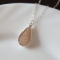 925 Sterling Silver Beige Light Brown Druzy Necklace, Neutral Teardrop Pendant