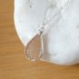 925 Sterling Silver Beige Light Brown Druzy Necklace, Neutral Teardrop Pendant