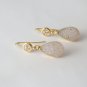 Gray Druzy Earring, Teardrop Grey Drusy, Modern Cubic Zirconia Ear Hook, 24K Gold Plated, Trendy