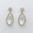 Gold Earrings with Sparkly Crystal