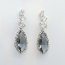 Wedding Earrings with Sparkly Clear Gray Crystal