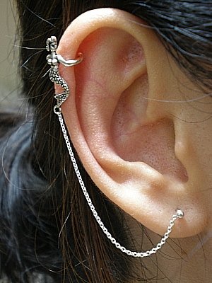 Ear cuff fashion Sterling Silver 92.5% Thai handicraft Jewelry.
