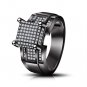 WHITE STONE & BLACK GOLD PLATED HIS & HER TRIO SET WEDDING ENGAGEMENT