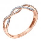Twist Infinity White CZ 925 Sterling Silver Ring in 14K Rose Gold Plated All SZ