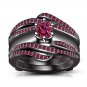 2.1/4 14k Black Gold Solitaire Enhancer Sapphire Ring Guard Wrap Wedding Band