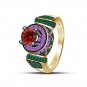 925 silver CZ Red Round Solitaire Princess Ariel Engagement Ring in 14K Gold