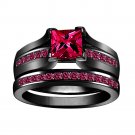 Engagement Ring Set 1.50 Carat Black Gold Finish in 925 Silver Bridal Jewelry