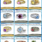 925 Sterling Silver Multi-Color CZ Disney Princess Engagement Ring @ Per $45