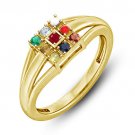 Multicolor Synthetic Gemstone Navratna Narendra modi Style Ring in 925 Silver