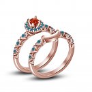 14k Rose Gold Plated Disney Princess Inspire Merida Engagement Ring Set EW EHS