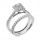 Platinum Plated 925 Sterling Silver White CZ Solitaire With Accents Ring Set