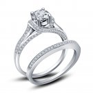 White Platinum Plated 925 Sterling Silver Wonderful Engagement Ring Set