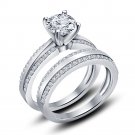 White Platinum Plated 925 Sterling Silver Bridal Engagement Ring Set Sz 5 6 7 8