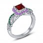 925 Silver Multicolor CZ Disney Princess Inspired Ariel Engagement Ring SZ 5 6 7