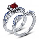 925 Silver Multicolored CZ Disney Princess Inspire Mulan Engagement Ring Set