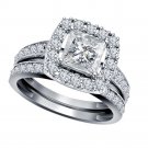 Platinum Plated in 925 Silver Princess Cut White CZ Bridal Engagement Ring Set 5