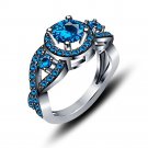 Gorgeous London Blue Topaz Platinum Plated 925 Sterling Silver Bridal Ring 5 6 7