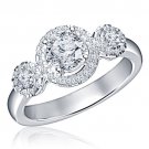 Platinum Plated 925 Silver Round Cut White CZ Beautiful Bridal Engagement Ring 5