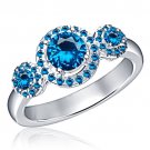 925 Sterling Silver Round Cut London Blue Topaz Beautiful Bridal Engagement Ring