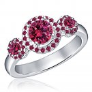 Platinum Over 925 Silver Round Cut Pink Sapphire Elegant Bridal Engagement Ring