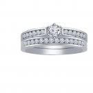 New Design White CZ Bridal Ring Set in Platinum Plated 925 Sterling Silver