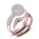 Round Cut White CZ Ring Set in 14k Rose Gold Plated 925 Sterling Silver