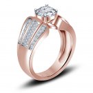 14K Rose Gold Plated 925 Sterling Silver Solitaire With Accents Ring Sz 5 6 7 8