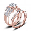 New Design 14k Rose Gold Plated 925 Sterling Silver Engagement Ring Set Sz 5 6 7