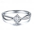New Design Platinum Plated 925 Sterling Silver Round Cut CZ Solitaire Ring SZ 5