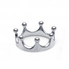 King Crown White Platinum Plated Top of Finger Over Midi Tip Finger Knuckle Ring