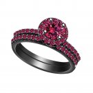 2.00 ct Black Rhodium plated 925 Silver Round Cut CZ Beautiful Wedding Ring set